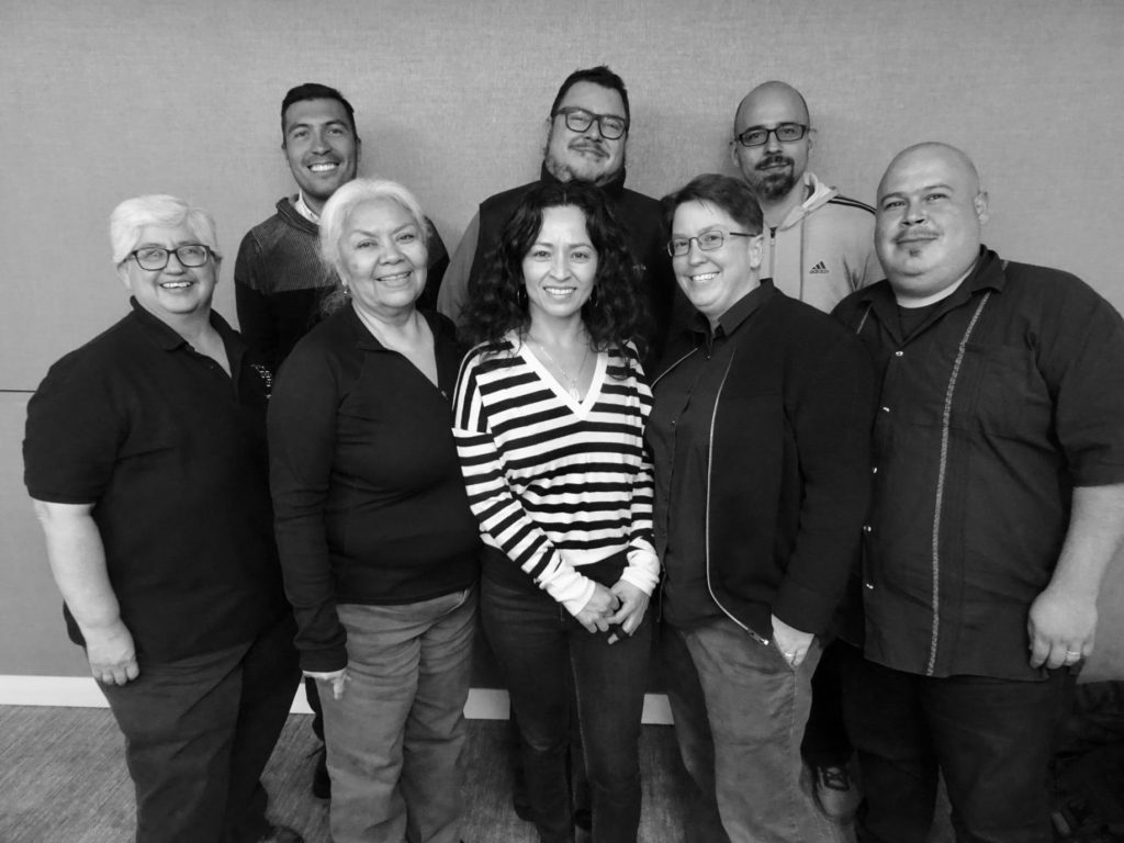 Board members: Maria Gonzalez, Ernesto Colin, Julia Curry, Aureliano De Soto, Lilia Soto, Karleen Pendleton Jimenez, Fransisco Villegas, and Roberto Hernandez.  Missing Tereza Szeghi. Photo by Kathy Blackmer-Reyes